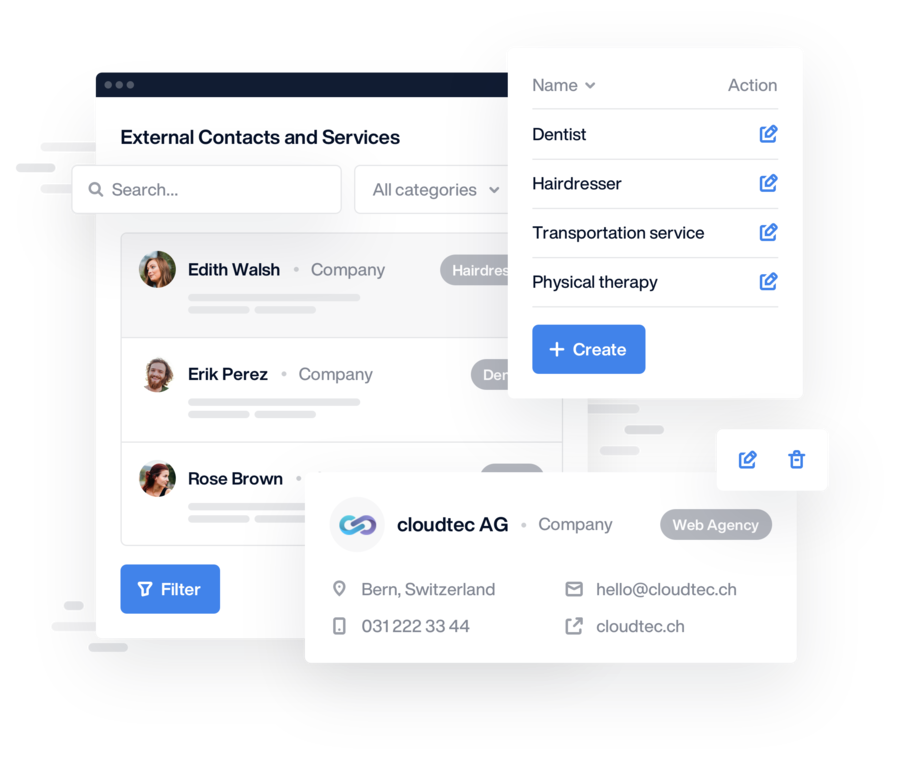 External contacts External contacts